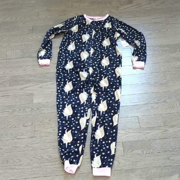Girls Navy Unicorn Onesie Pajamas - Size 10-12 NWT - Picture 1 of 4